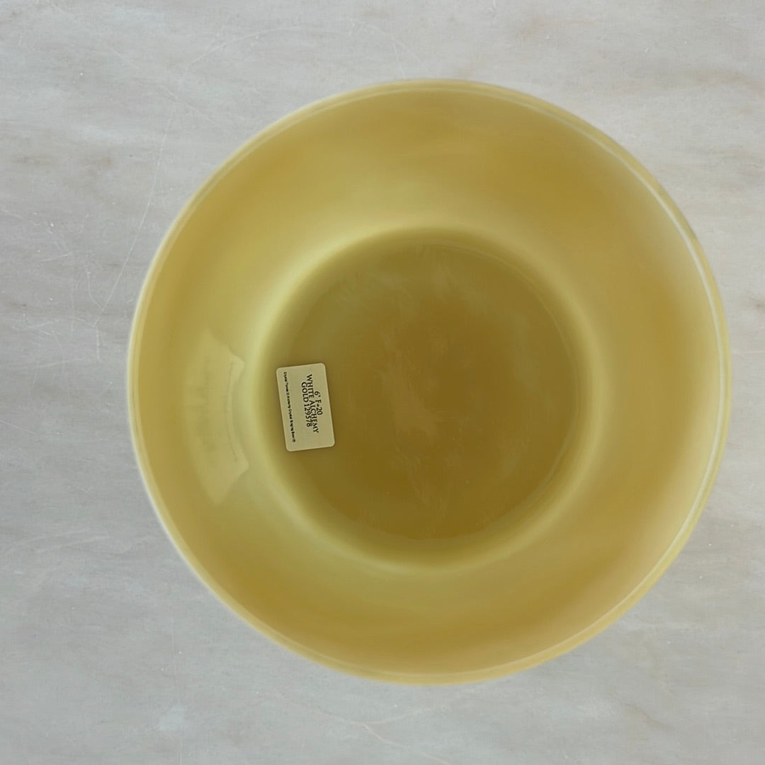 6" F+20 White Alchemy Gold Bowl 129578 Crystal Tones® Alchemy Crystal Singing Bowl