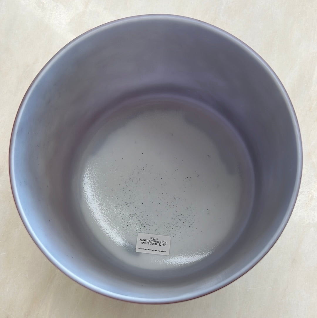 9" D-5 Kunzite, White Light Angel Gold Bowl 122157 Crystal Tones® Alchemy Crystal Singing Bowl