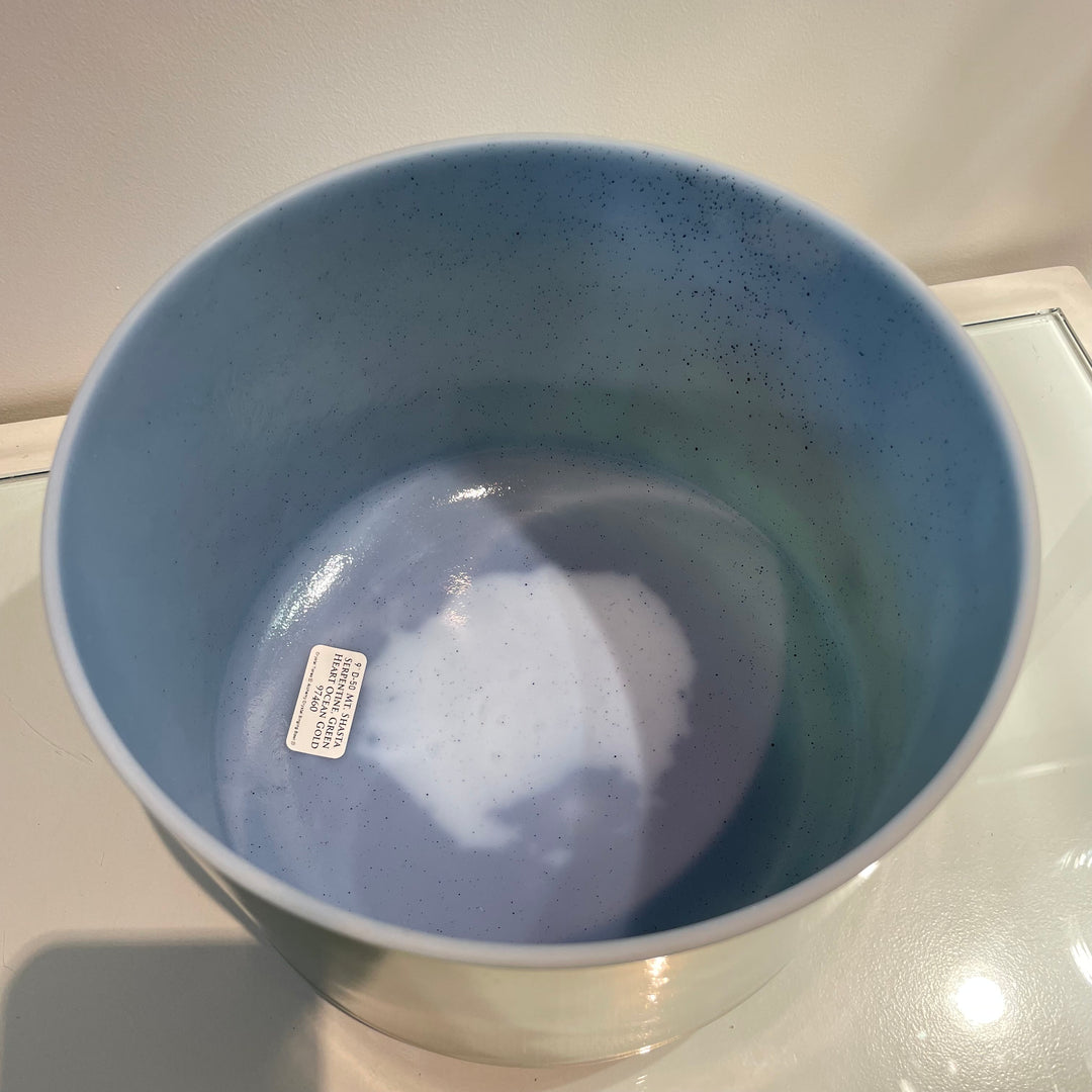 9" D-50 Mt. Shasta Serpentine, Green Heart Ocean Gold 97460 Crystal Tones® Alchemy Crystal Singing Bowl