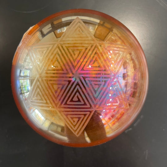 6" D#-40 Grandmother W/ Etched Star Of David Rin 86253 Crystal Tones® Alchemy Crystal Singing Bowl