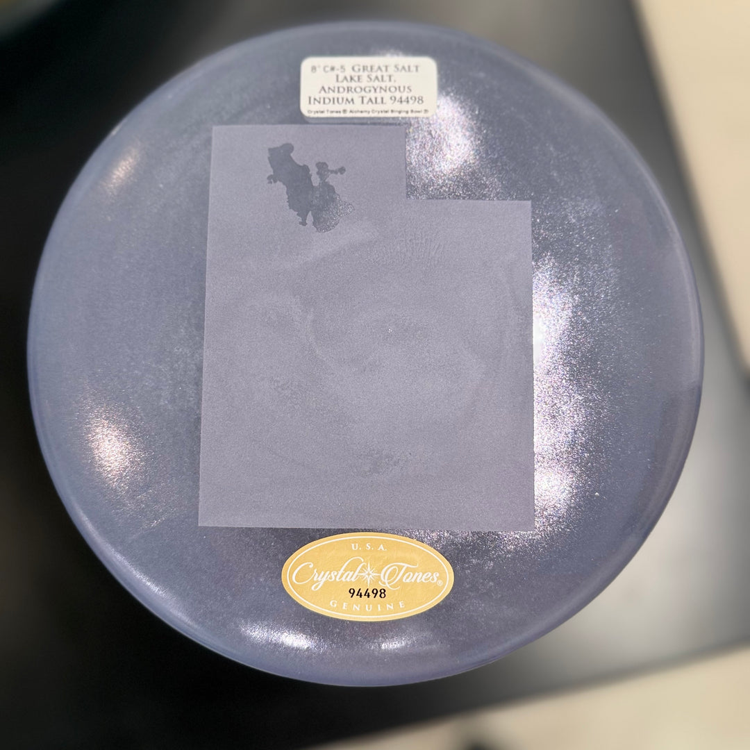 8" C#-5 Great Salt Lake Salt, Androgynous Indium Tall Bowl 94498 Crystal Tones® Alchemy Crystal Singing Bowl