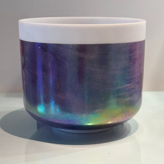 10" G#-10 Violet Ocean Gold, Platinum Frosted Rim Bowl 111754 Crystal Tones® Alchemy Crystal Singing Bowl