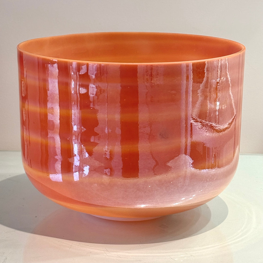 10" F#+15 Sedona Red Rock, Palladium, Celestial Rings, Frosted Inside 151533 Crystal Tones® Alchemy Crystal Singing Bowl
