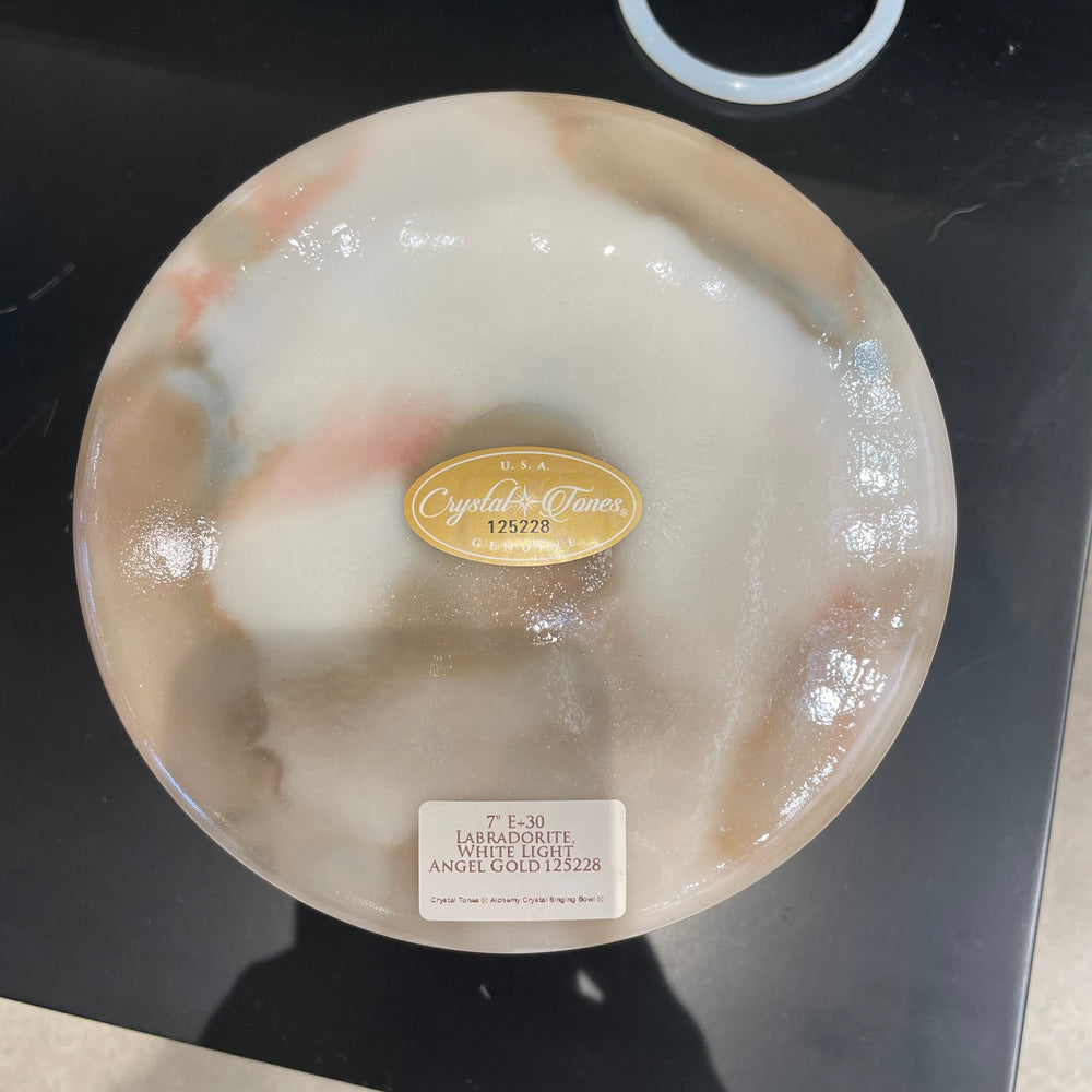 7" E+30 Labradorite, White Light Angel Gold Bowl 125228 Crystal Tones® Alchemy Crystal Singing Bowl