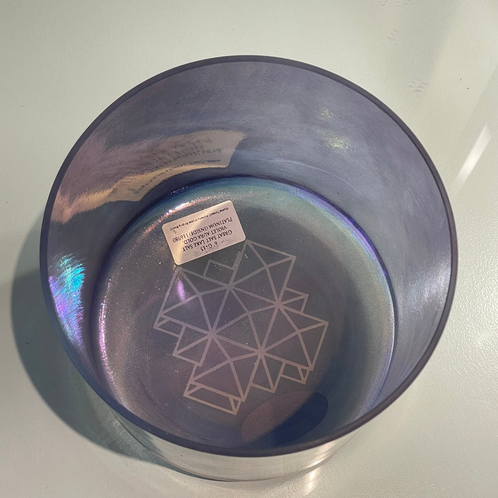 6" G+15 Great Salt Lake Salt, Violet Aura Gold, Platinum (Inside) Bowl 116980 Crystal Tones® Alchemy Crystal Singing Bowl