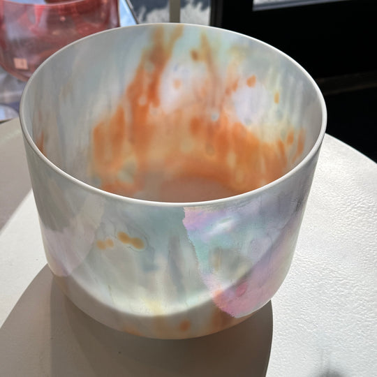 9" G#-5 Mt. Shasta Serpentine, Sedona Red Rock, Platinum Frosted Inside, Limited Edition Fire Element 110200 Crystal Tones® Alchemy Crystal Singing Bowl