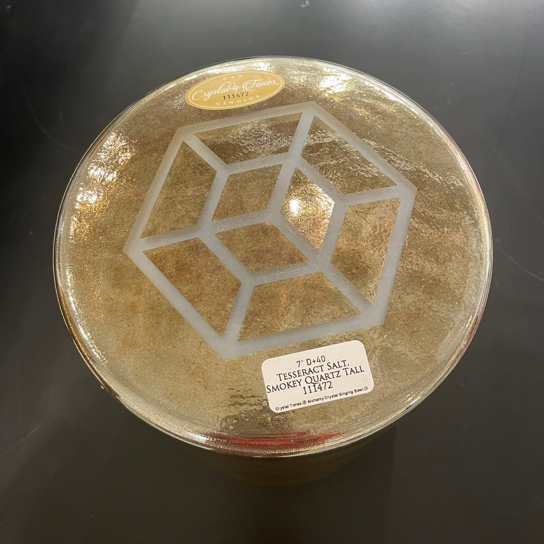 7" D+40 Tesseract Salt, Smokey Quartz Tall Bowl 111472 Crystal Tones® Alchemy Crystal Singing Bowl