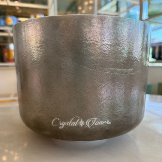 9" A-45 Ebony Angel Gold, Platinum Frosted (Inside) Bowl 123473 Crystal Tones® Alchemy Crystal Singing Bowl