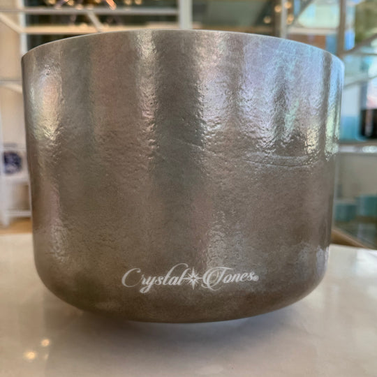 9" A-45 Ebony Angel Gold, Platinum Frosted (Inside) Bowl 123473 Crystal Tones® Alchemy Crystal Singing Bowl