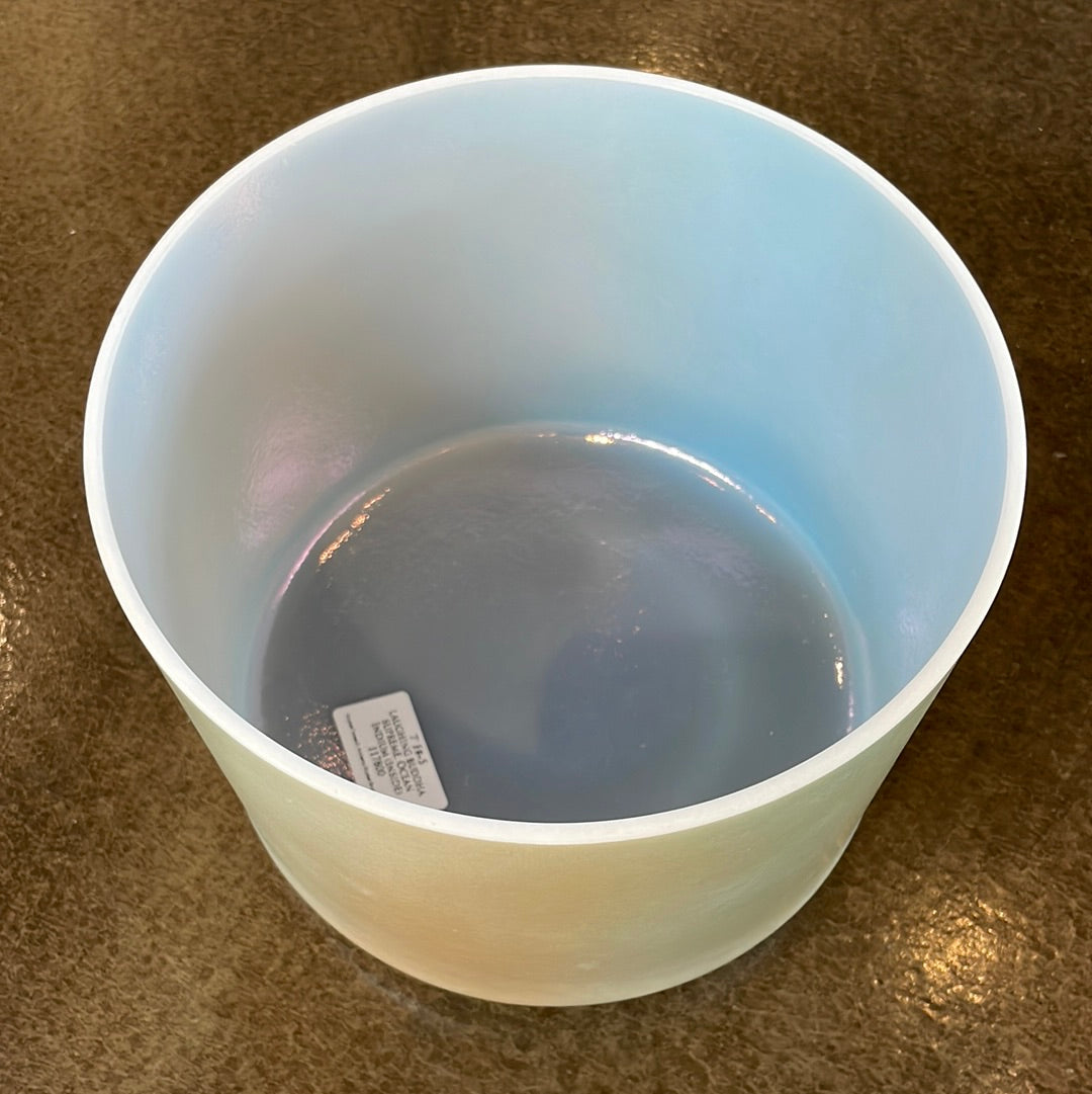 7" F#+5 Laughing Buddha Supreme, Ocean Indium (Inside) Bowl 117800 Crystal Tones® Alchemy Crystal Singing Bowl