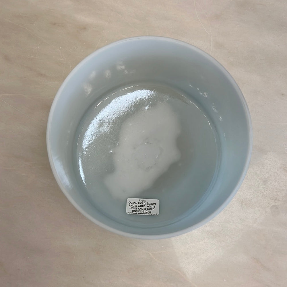 7" G+5 Ocean gold, Lemon Angel Gold, white light angel gold (inside) 110701 Crystal Tones® Alchemy Crystal Singing Bowl