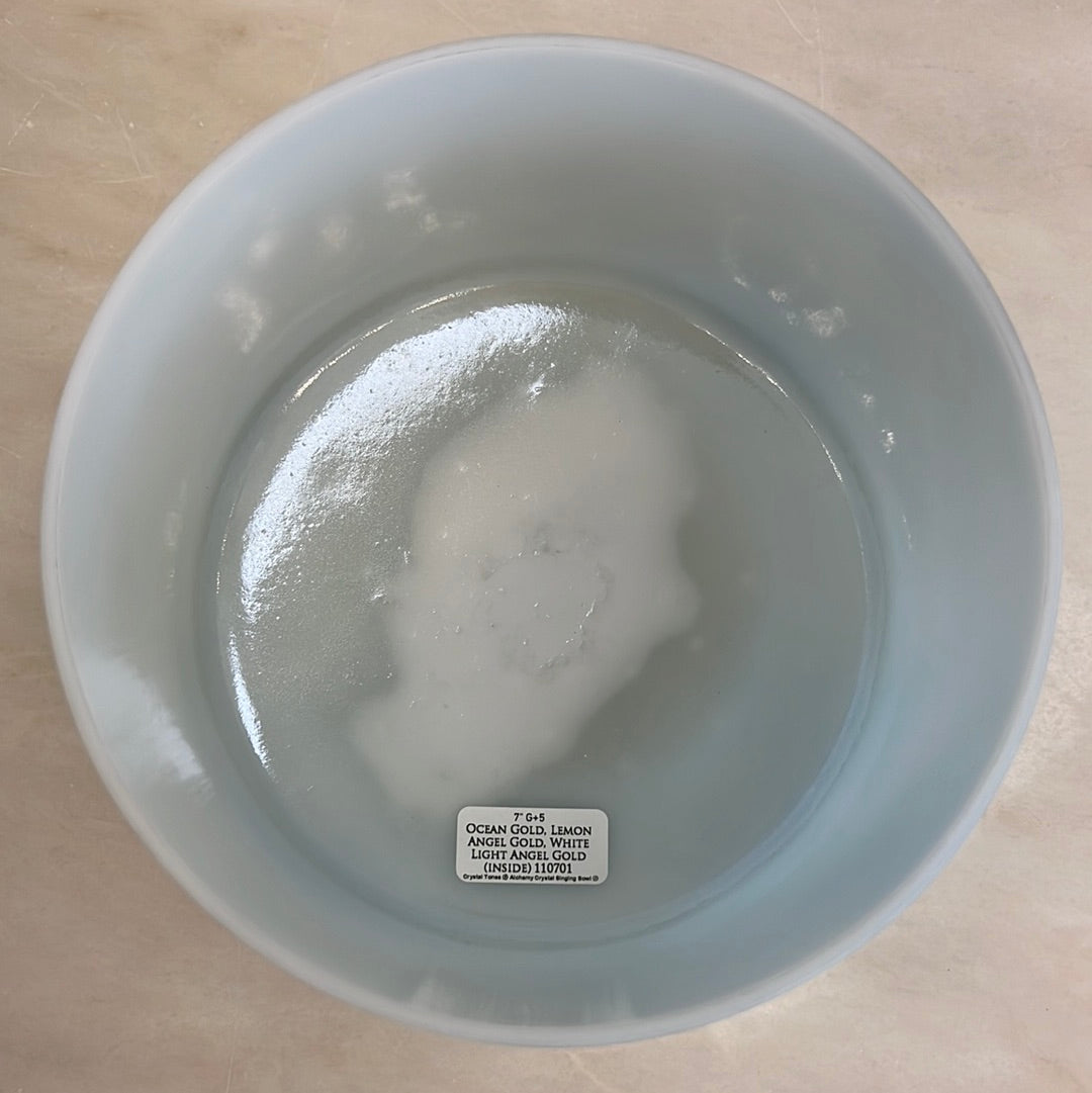 7" G+5 Ocean gold, Lemon Angel Gold, white light angel gold (inside) 110701 Crystal Tones® Alchemy Crystal Singing Bowl