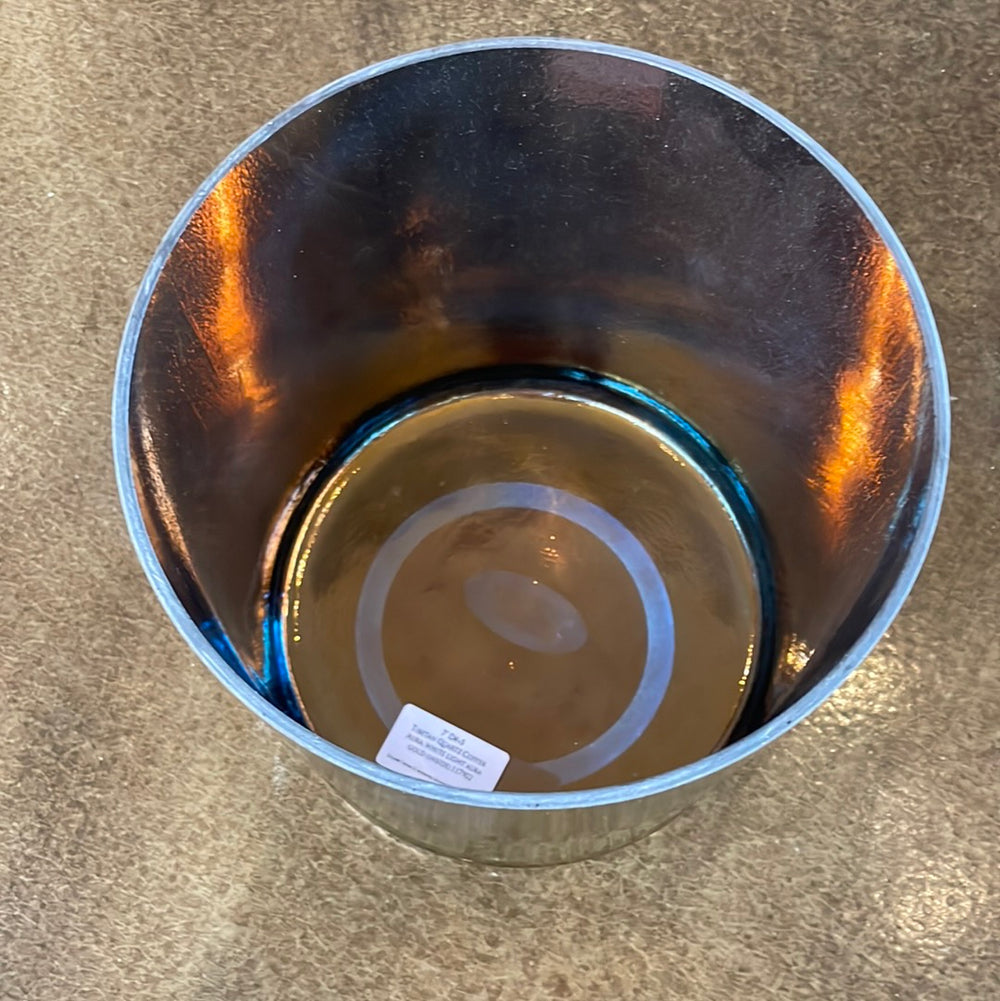 7" D#+5 Tibetan Quartz Copper Aura, White Light Aura Gold (inside) Bowl 117902 Crystal Tones® Alchemy Crystal Singing Bowl