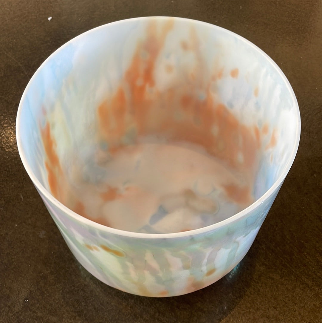 9" G#-5 Mt. Shasta Serpentine, Sedona Red Rock, Platinum Frosted Inside, Limited Edition Fire Element 110200 Crystal Tones® Alchemy Crystal Singing Bowl