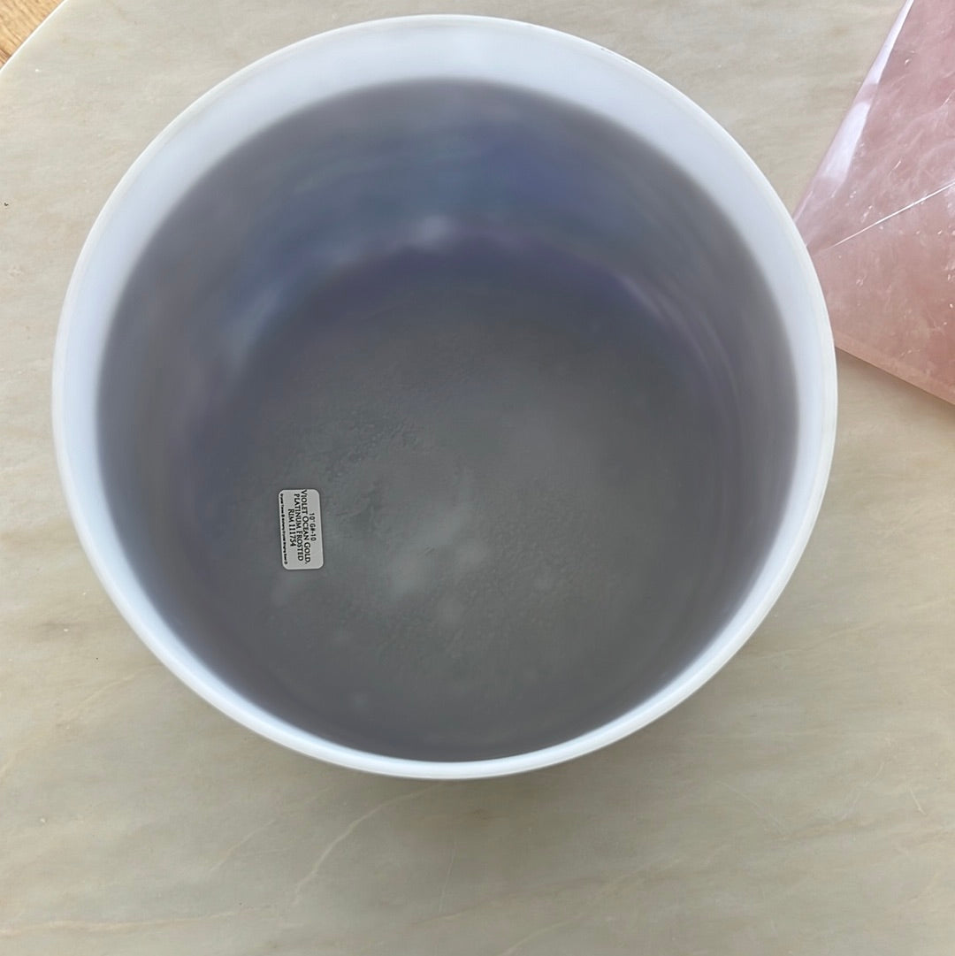 10" G#-10 Violet Ocean Gold, Platinum Frosted Rim Bowl 111754 Crystal Tones® Alchemy Crystal Singing Bowl