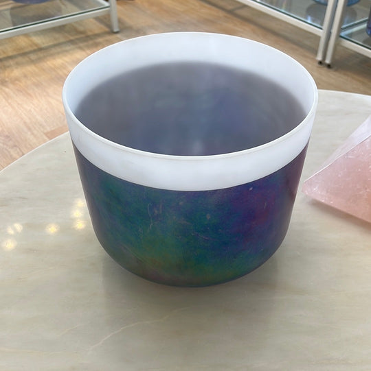 10" G#-10 Violet Ocean Gold, Platinum Frosted Rim Bowl 111754 Crystal Tones® Alchemy Crystal Singing Bowl