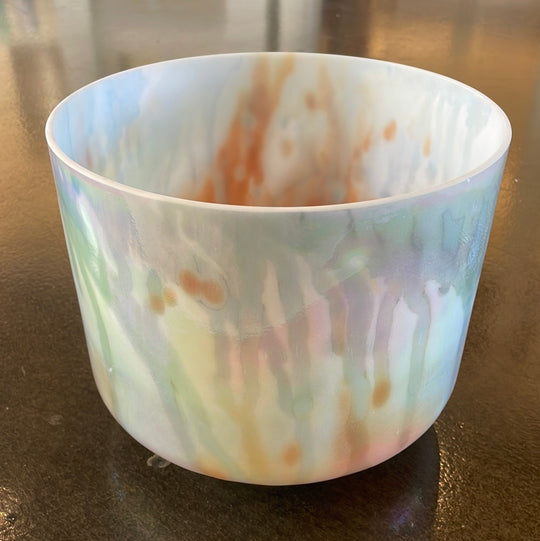 9" G#-5 Mt. Shasta Serpentine, Sedona Red Rock, Platinum Frosted Inside, Limited Edition Fire Element 110200 Crystal Tones® Alchemy Crystal Singing Bowl