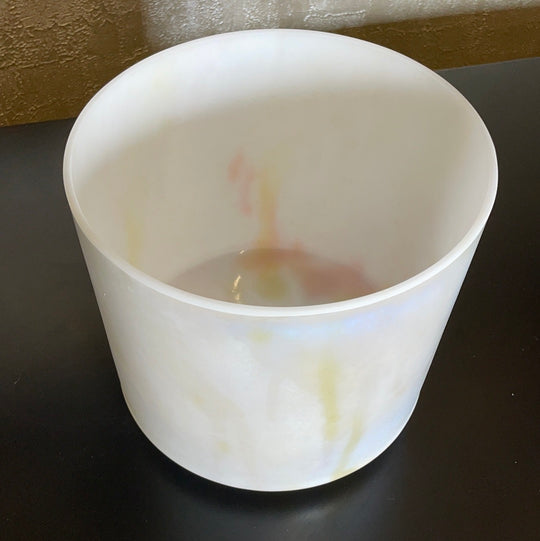 8" D#+25 White Alchemy Gold, Rose Quartz, Palladium 98963 Crystal Tones® Alchemy Crystal Singing Bowl