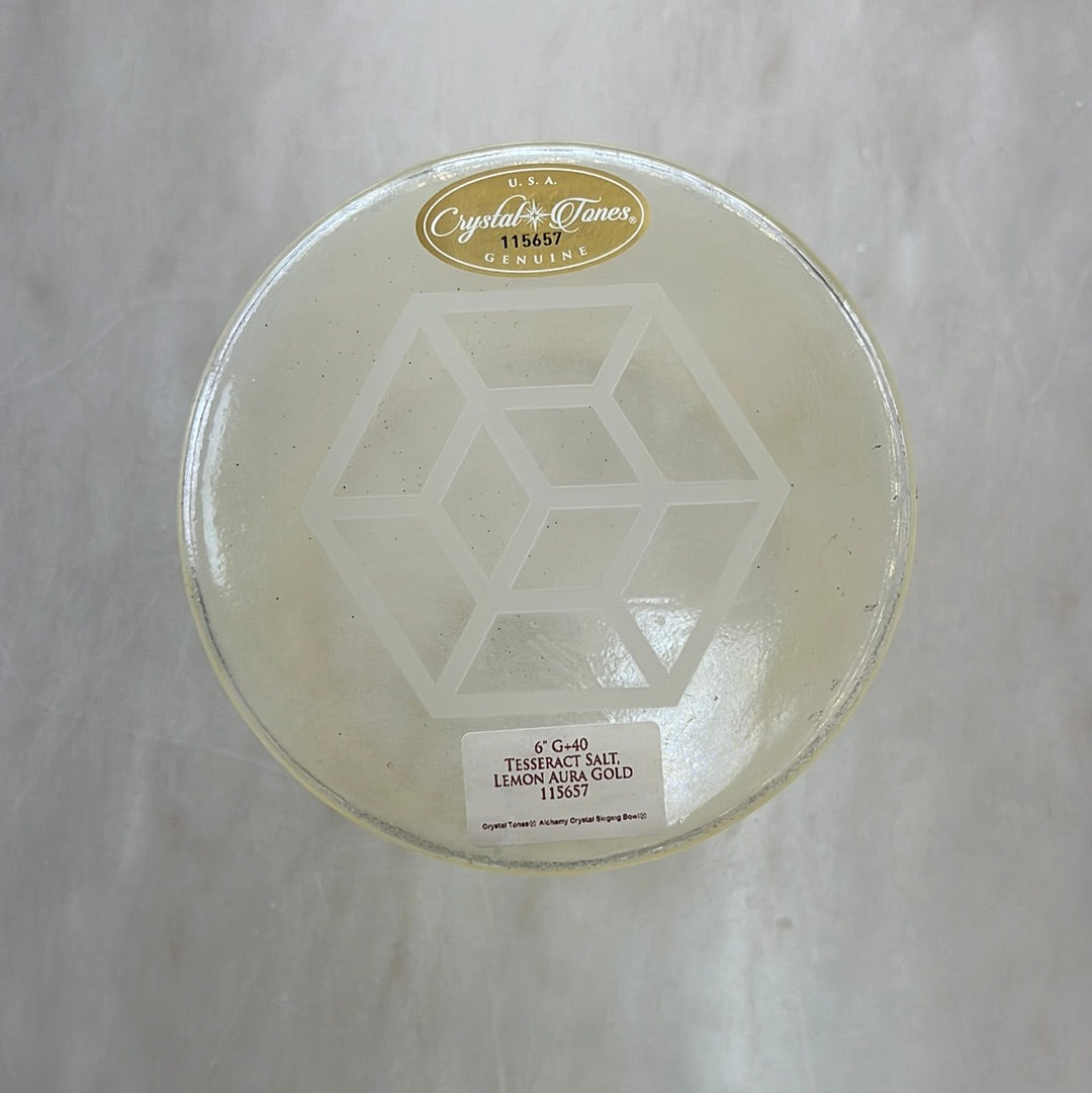 6" G+40 Tesseract Salt, Lemon Aura Gold Bowl 115657 Crystal Tones® SEDONA