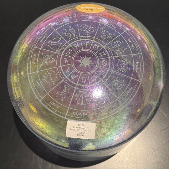 10" A0 Platinum, Intricate Etched Zodiac 162855 Crystal Tones® Alchemy Crystal Singing Bowl - Sacred Sound of the Soul