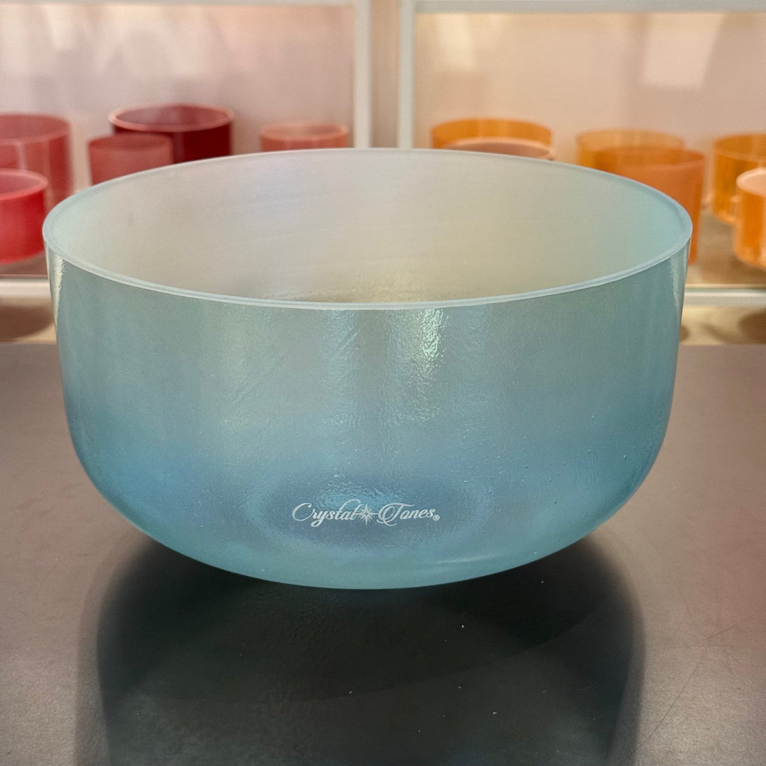 12" B-40 Aqua Aura Gold, Frosted Rim (Inside) 160490 Crystal Tones® Alchemy Crystal Singing Bowl - Sacred Sound of the Soul