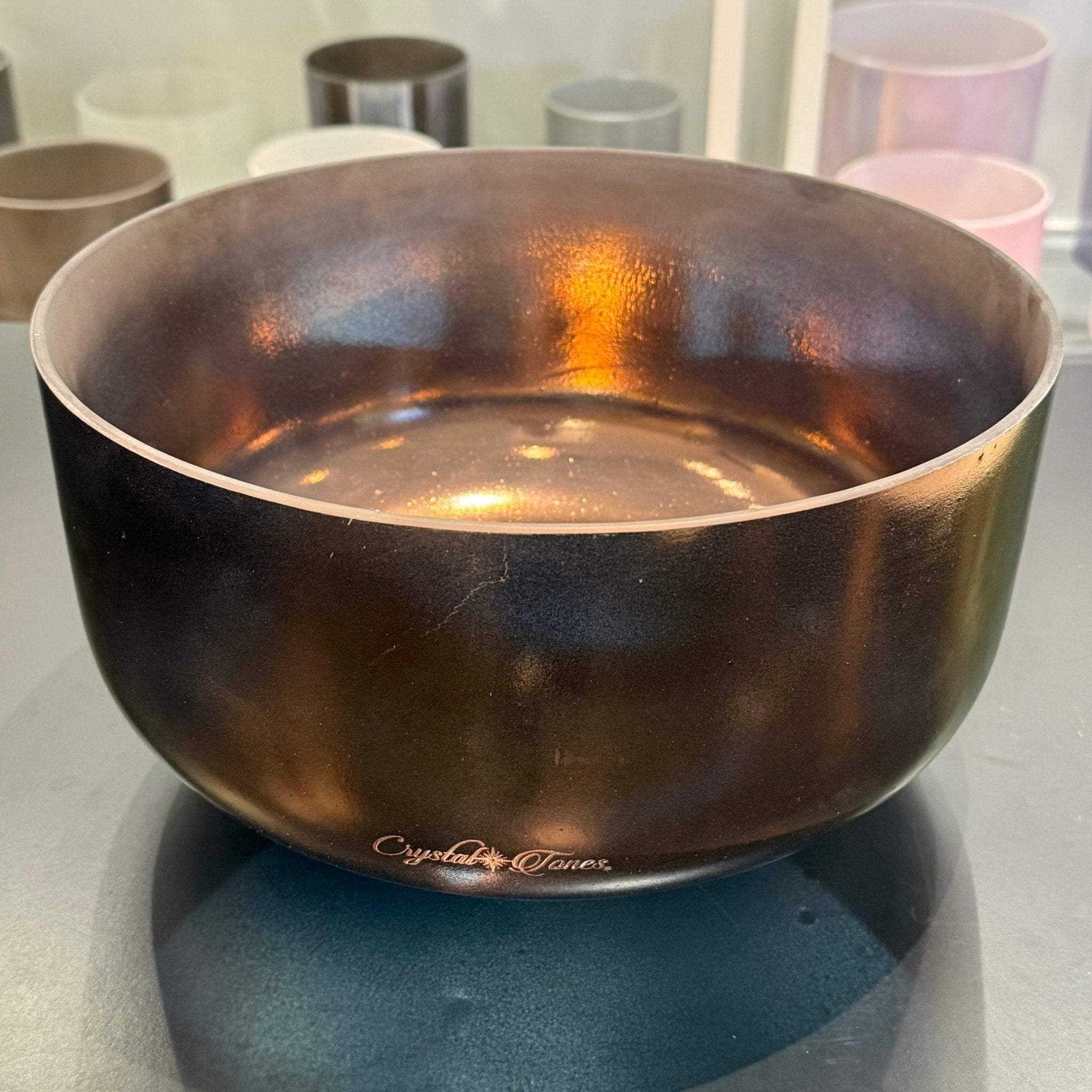 12" G-30 Tibetan Quartz Copper, Frosted Rim Inside 154223 Crystal Tones® Alchemy Crystal Singing Bowl - Sacred Sound of the Soul