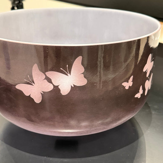 12" G+15 Kunzite W/ Medium Etched Butterﬂies 142897 Crystal Tones® Alchemy Crystal Singing Bowl - Sacred Sound of the Soul