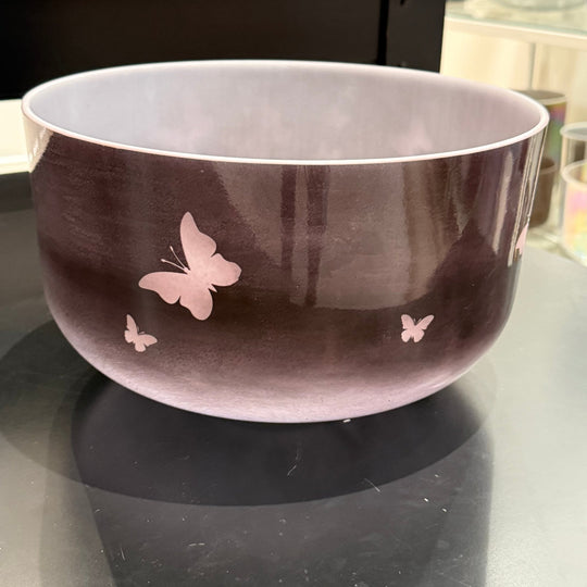 12" G+15 Kunzite W/ Medium Etched Butterﬂies 142897 Crystal Tones® Alchemy Crystal Singing Bowl - Sacred Sound of the Soul