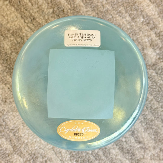 6" A+25 Tesseract Salt, Aqua Aura Gold Bowl 88270 Crystal Tones®