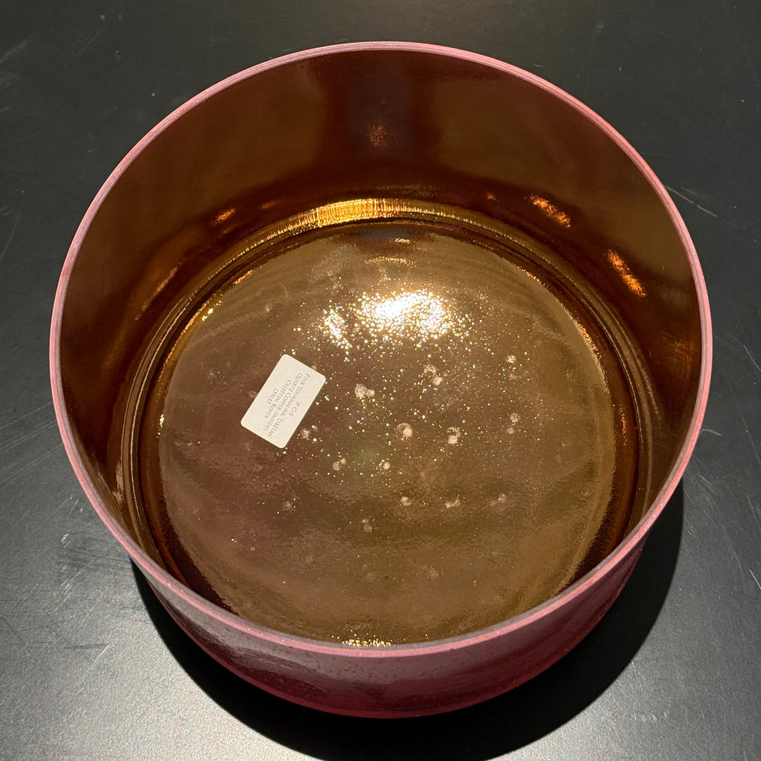 9" C+5 Pink Tourmaline, Tibetan Quartz Copper (Inside), Celestial Rings 159147 Crystal Tones® Alchemy Crystal Singing Bowl