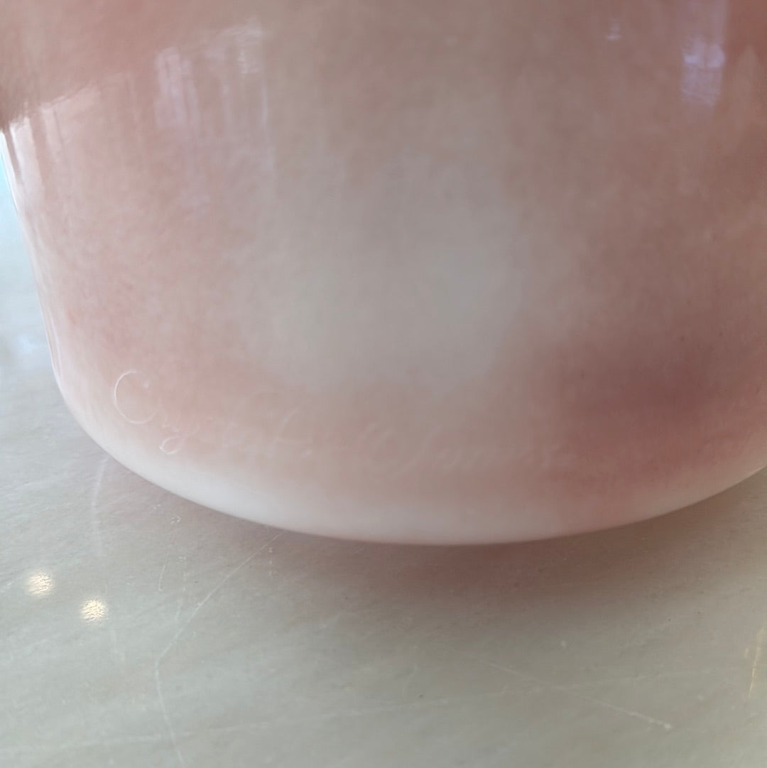 7" B+20 Rose Quartz, White Light Angel Gold Frosted Inside Bowl 130631 Crystal Tones®