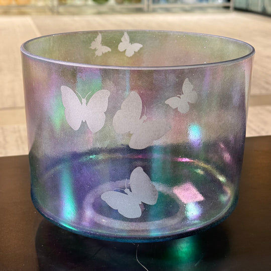 9" C+15 Shungite, Platinum W/ Large Etched Butterflies 146305 Crystal Tones®