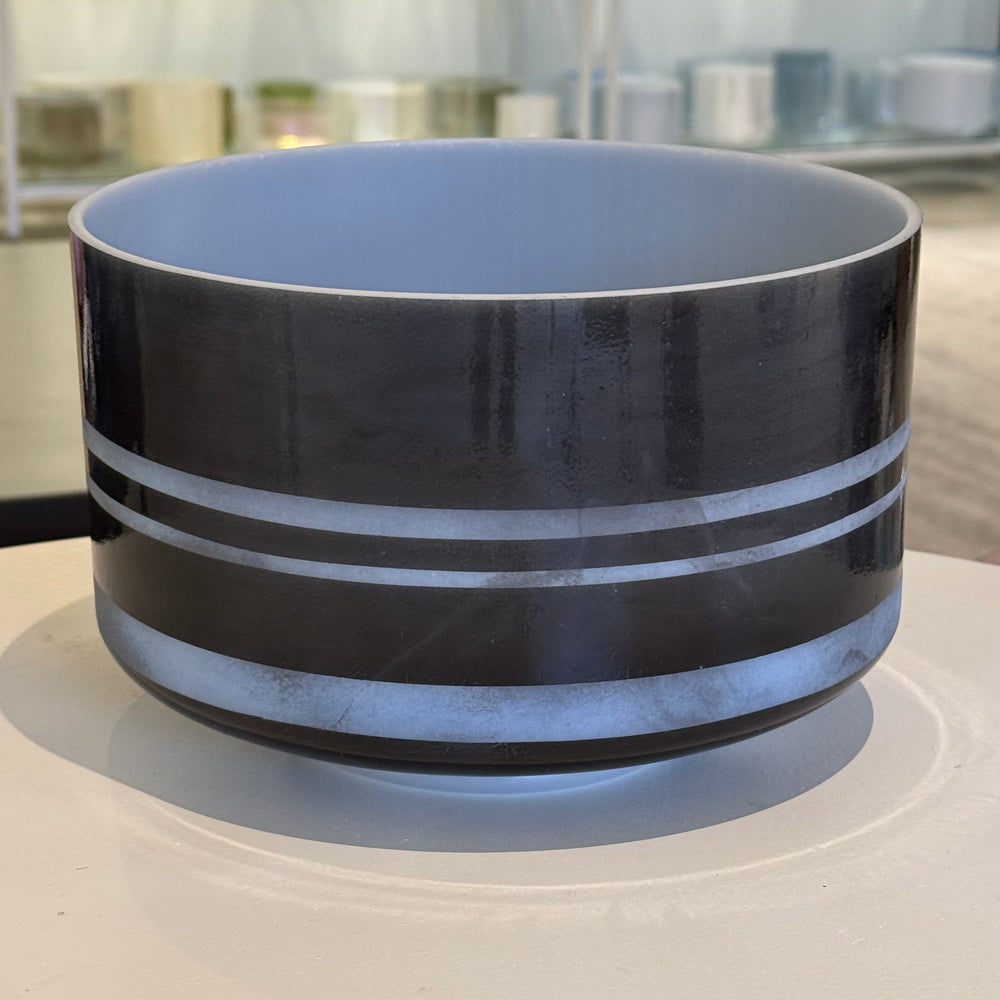 9" F+20 Black Tourmaline, Frosted Rings 148044 Crystal Tones® Alchemy Crystal Singing Bowl