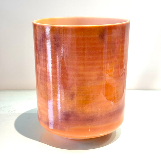 7" F0 Sedona Red Rock, White Light Angel Gold Celestial Rings, Frosted Rim Inside, Tall 144052 Crystal Tones® Alchemy Crystal Singing Bowl