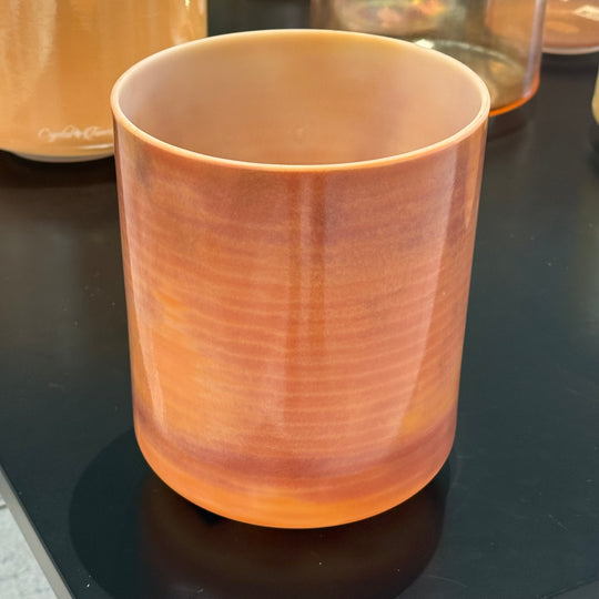 7" F0 Sedona Red Rock, White Light Angel Gold Celestial Rings, Frosted Rim Inside, Tall 144052 Crystal Tones® Alchemy Crystal Singing Bowl