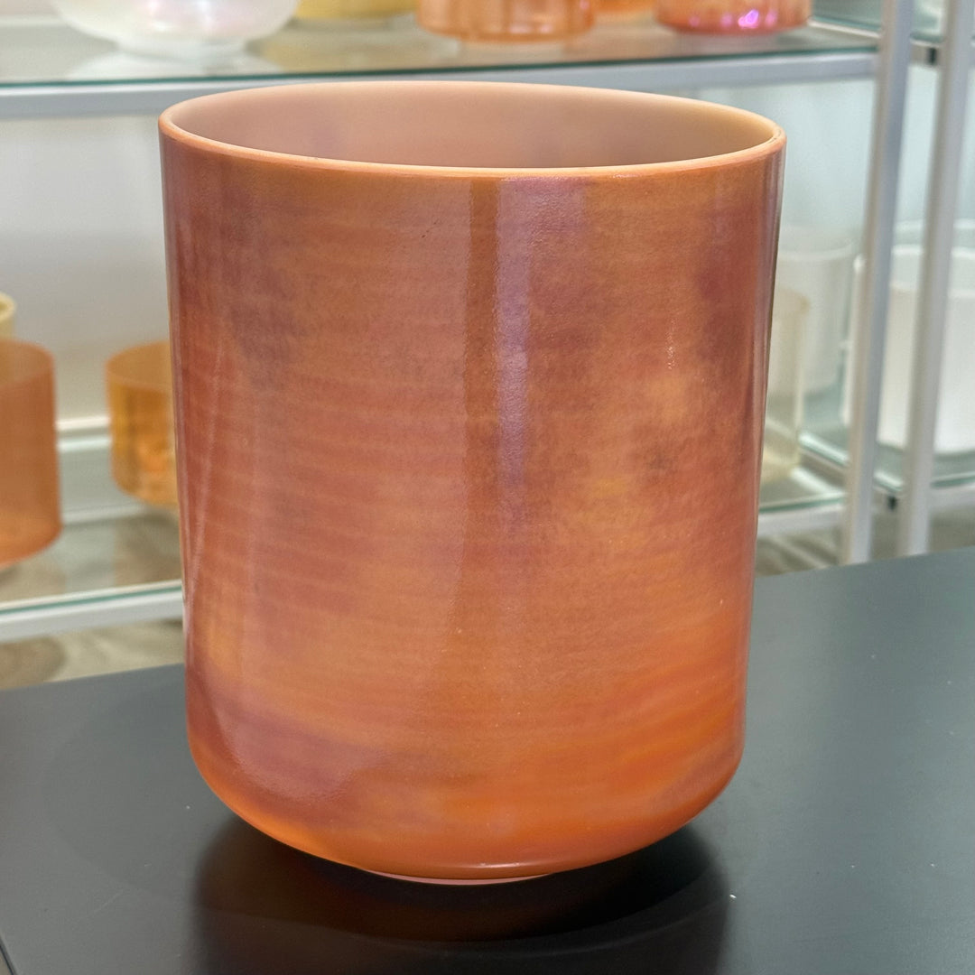 7" F0 Sedona Red Rock, White Light Angel Gold Celestial Rings, Frosted Rim Inside, Tall 144052 Crystal Tones® Alchemy Crystal Singing Bowl