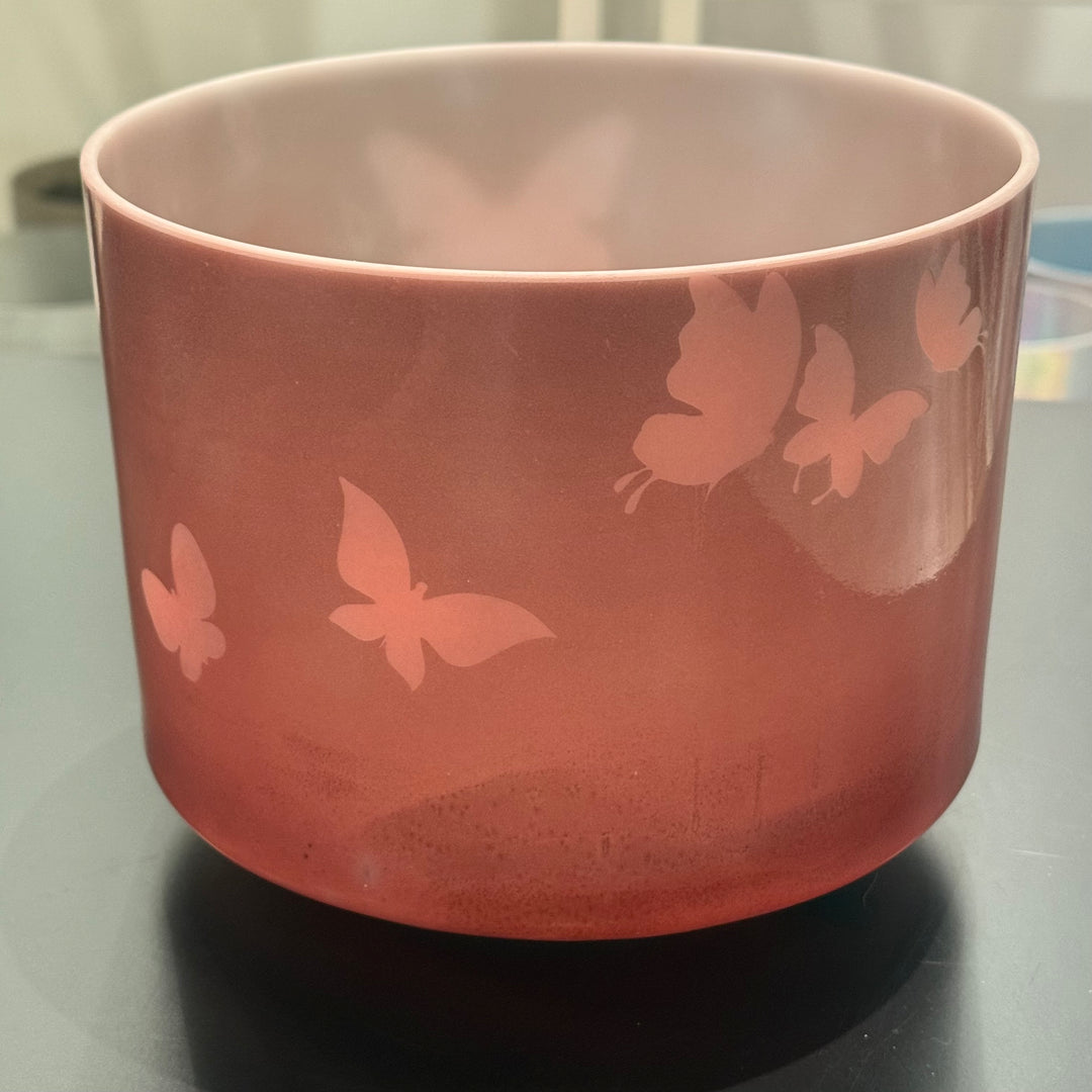 8" D#-5 Ruby Etched Butterﬂies 138045 Crystal Tones® Alchemy Crystal Singing Bowl