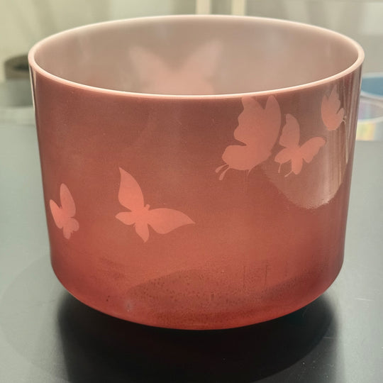 8" D#-5 Ruby Etched Butterﬂies 138045 Crystal Tones® Alchemy Crystal Singing Bowl