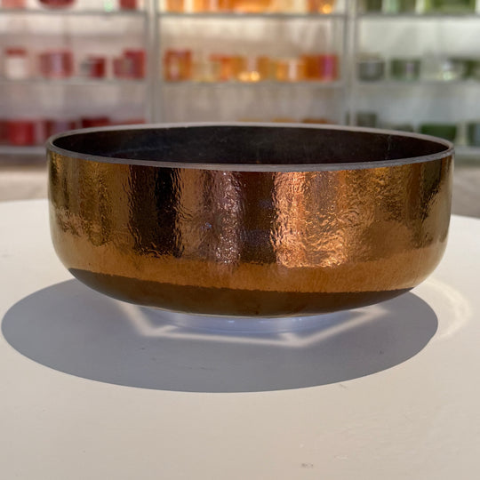 8" A-45 Tesseract Salt, Tibetan Quartz Copper Short Bowl 109210 Crystal Tones® Alchemy Crystal Singing Bowl