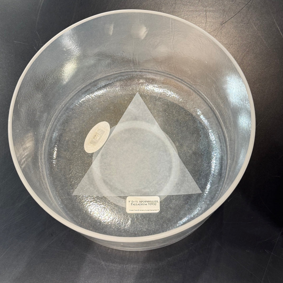 9" D+15 Apophyllite, Palladium 93932 Crystal Tones® Alchemy Crystal Singing Bowl