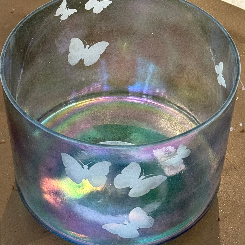 9" C+15 Shungite, Platinum W/ Large Etched Butterflies 146305 Crystal Tones®