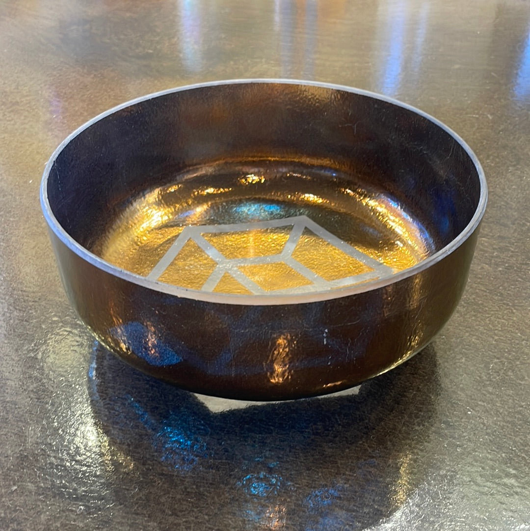8" A-45 Tesseract Salt, Tibetan Quartz Copper Short Bowl 109210 Crystal Tones® ENCINITAS