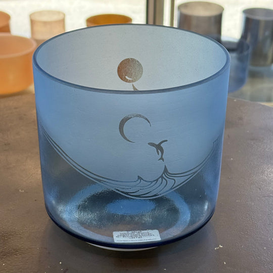 7" A+25 Indigo, White Light Aura Gold W/ Etched Whales Bowl 131720 Crystal Tones® Alchemy Crystal Singing Bowl - Sacred Sound of the Soul
