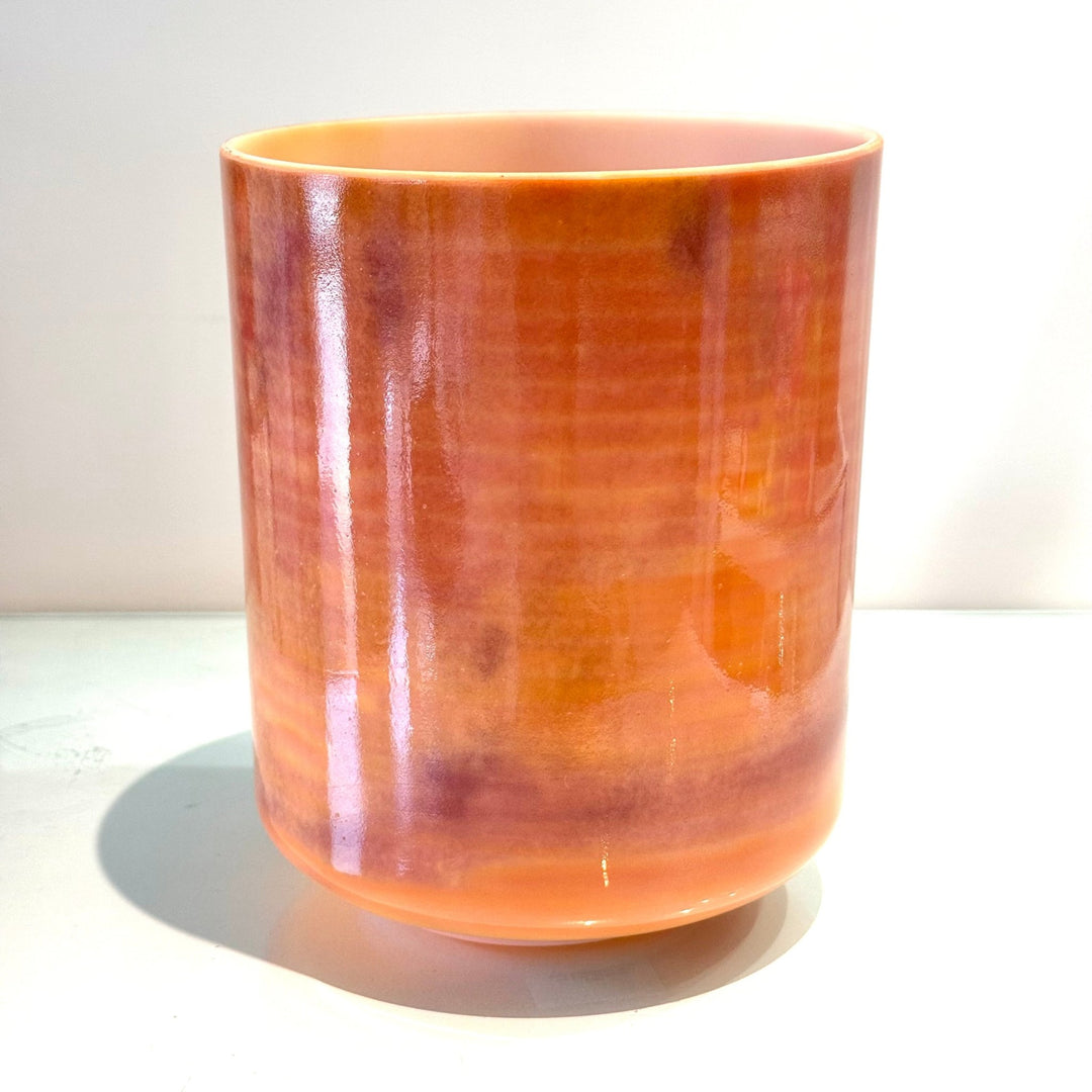 7" F0 Sedona Red Rock, White Light Angel Gold Celestial Rings, Frosted Rim Inside, Tall 144052 Crystal Tones® Alchemy Crystal Singing Bowl - Sacred Sound of the Soul