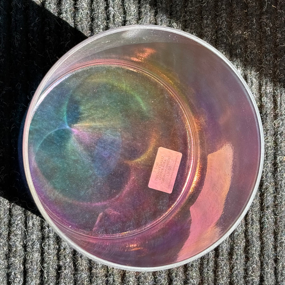 7" E+40 Tibetan Quartz Copper Aura, platinum (inside) Bowl 120705 Crystal Tones®