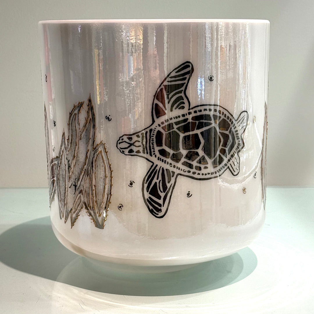 8" C#+20 Yagna, Palladium Limited Edition Gold Turtles 143057 Crystal Tones® Alchemy Crystal Singing Bowl