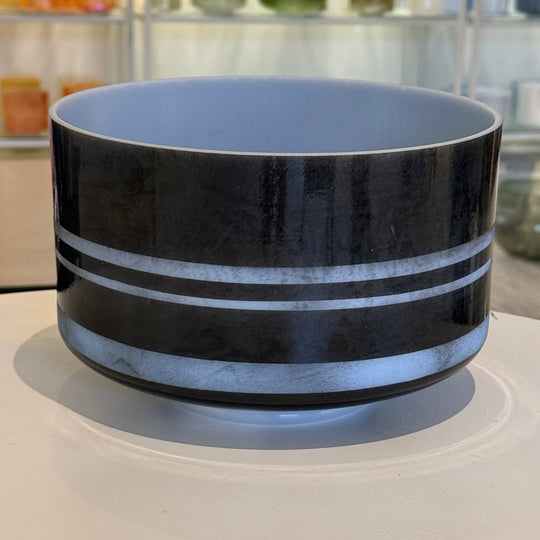 9" F+20 Black Tourmaline, Frosted Rings 148044 Crystal Tones® Alchemy Crystal Singing Bowl