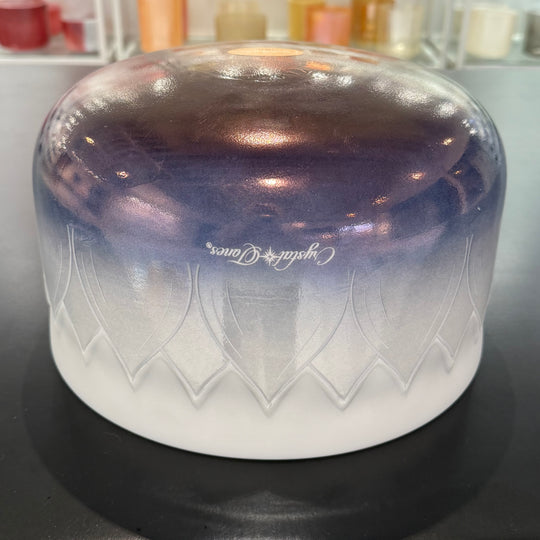 12" G#+15 White Light Angel Gold, Violet Ocean Gold (Base), W/ Intricate Etched Lotus Flower, Frosted Rim, Frosted Inside 158171 Crystal Tones® Alchemy Crystal Singing Bowl