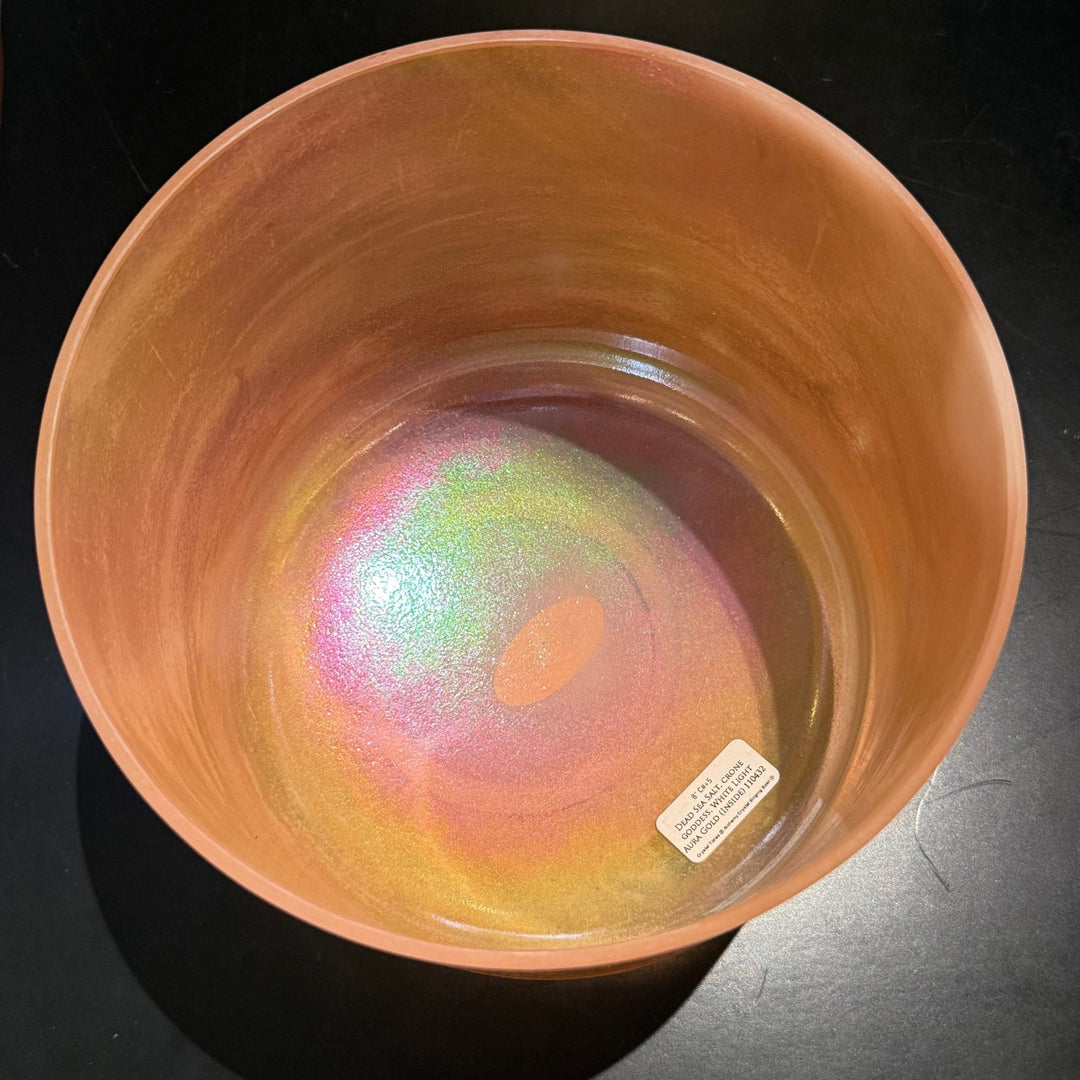 8" C+5 Dead Sea Salt, Crone Goddess, White Light Aura Gold (Inside) Bowl 110432 Crystal Tones® Alchemy Crystal Singing Bowl - Sacred Sound of the Soul