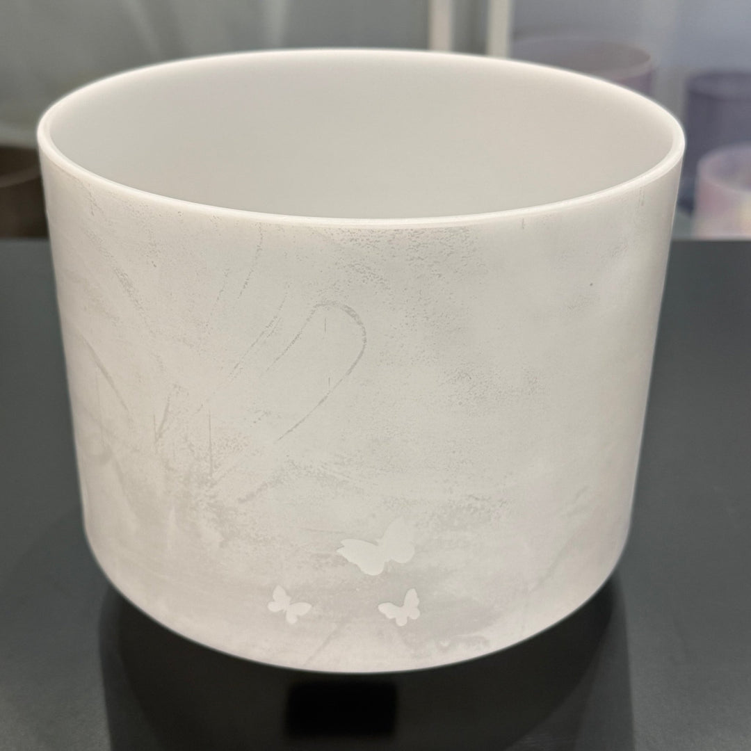 8" D-35 Palladium, Small Etched Butterflies 154923 Crystal Tones® Alchemy Crystal Singing Bowl - Sacred Sound of the Soul